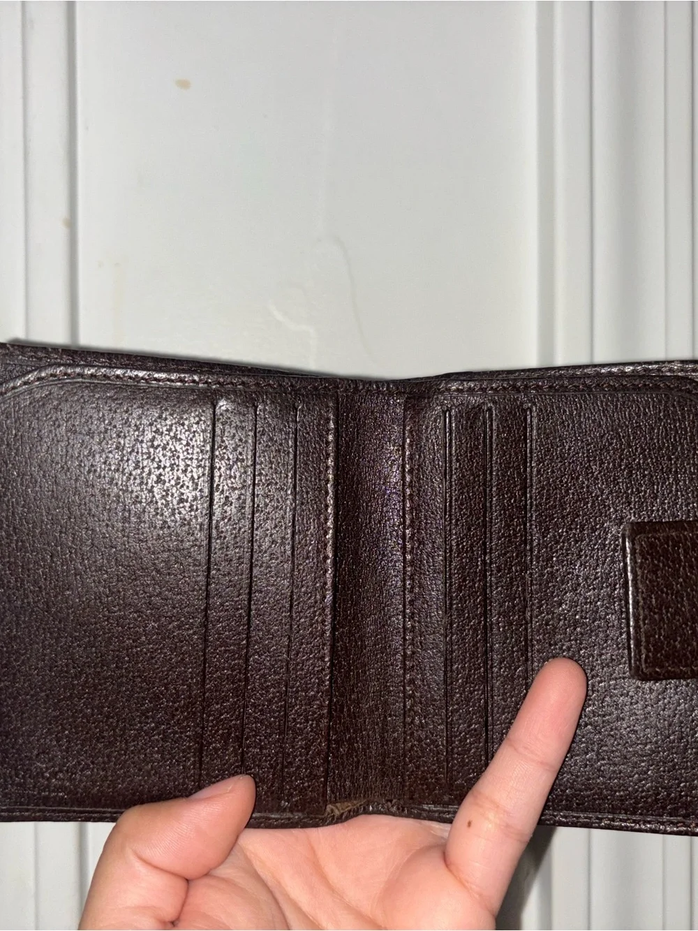 Gucci Brown GG Monogram Card Holder with Metal Plaque
